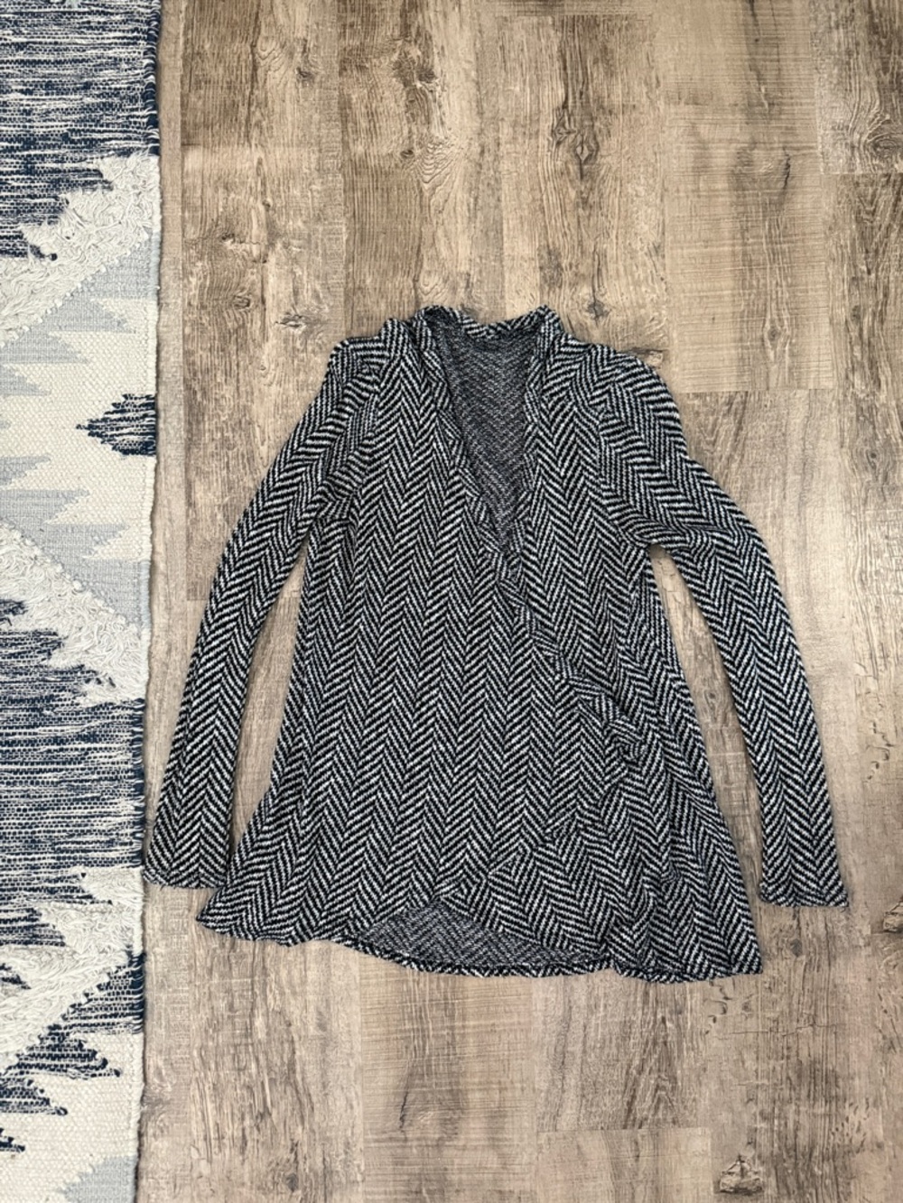 Black and White Chevron Wrap Women's Sweater